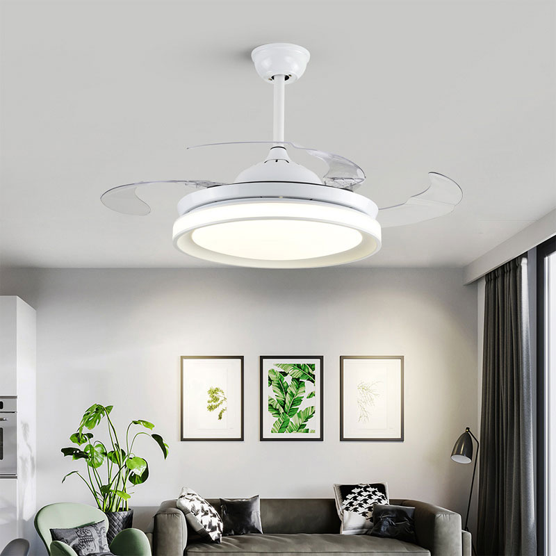 42 Inch Modern Smart Timing Air Volume Adjustment Remote Control LED Dimmable Living Room Ceiling Fan with Light