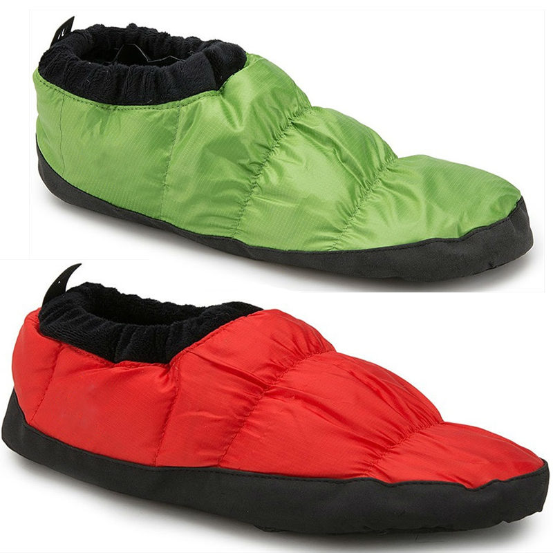 Antiskid 10% Duck Down Filled Outdoor Shoes Boots Windproof Nylon Fabric Camping Sleeping Quilted Feet Cover warm Slippers