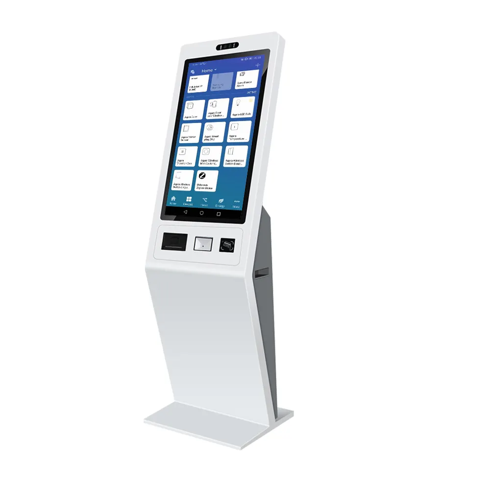 White Slanted 15 15.6 21 21.5 32 inch android Linux Touchscreen self ordering POS terminal self-service payment digital  kiosk