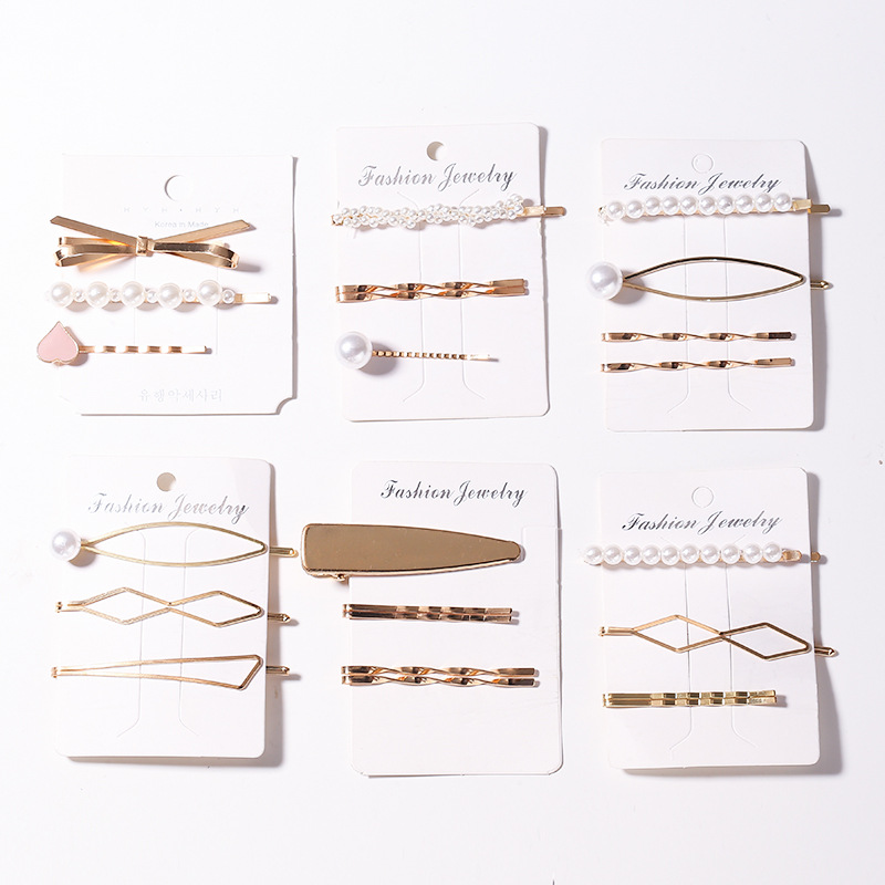 Wholesale Hair Clips set Vintage Pearl Metal Clips For Women