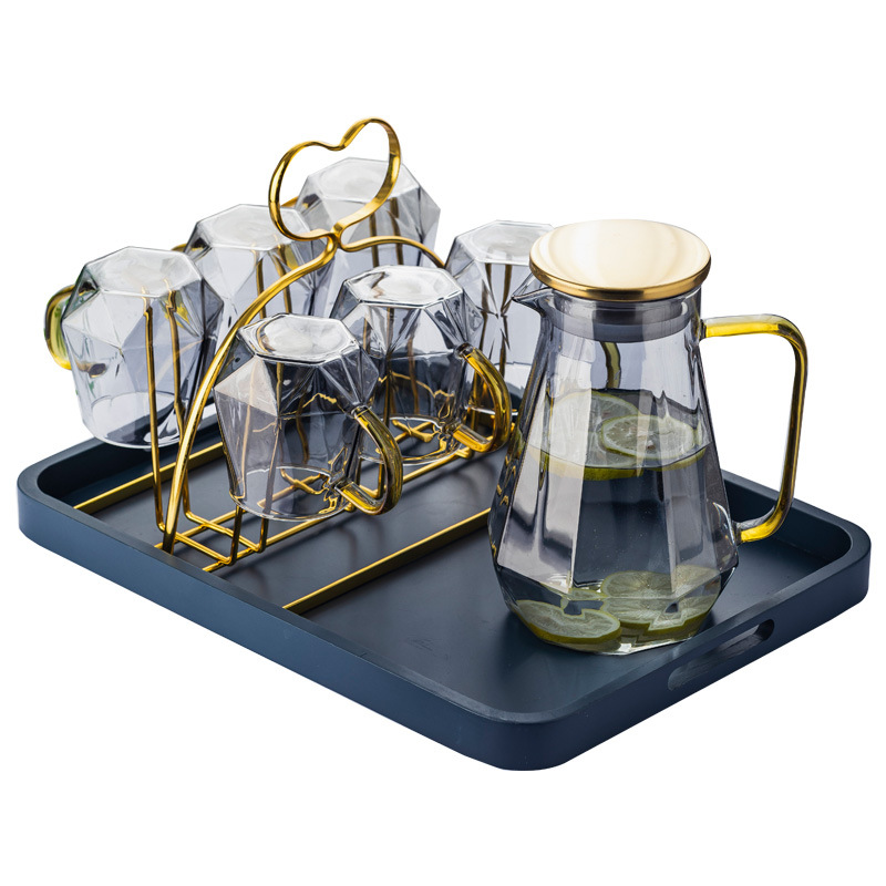 High borosilicate handmade large capacity household heat resistant cooling fruit tea kettle glass water pitcher set