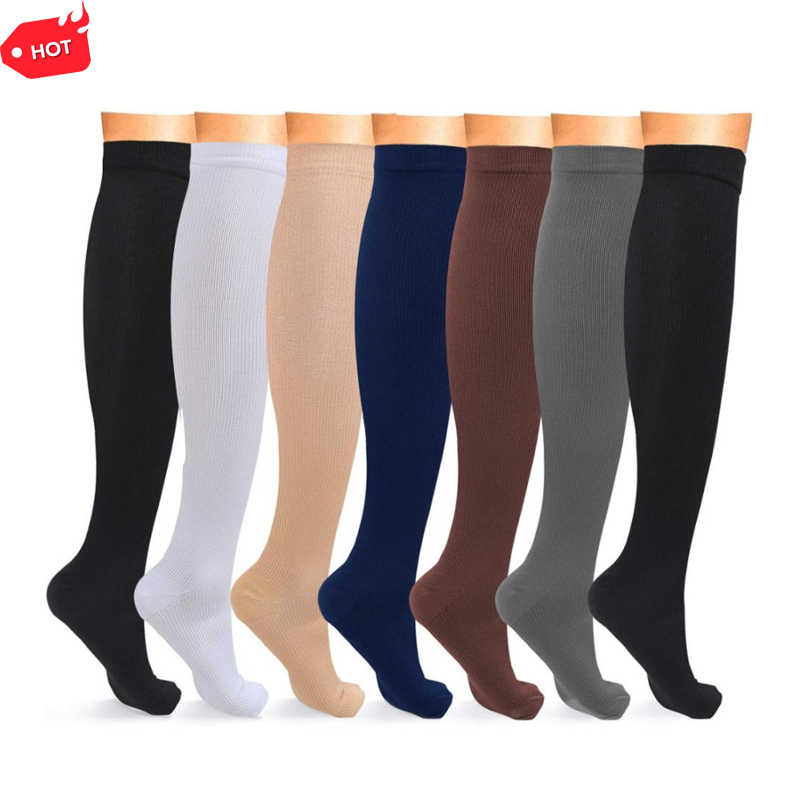 wholesale custom 20-30 mmhg athletic running knee high long womes mens medical sports nurse compression socks