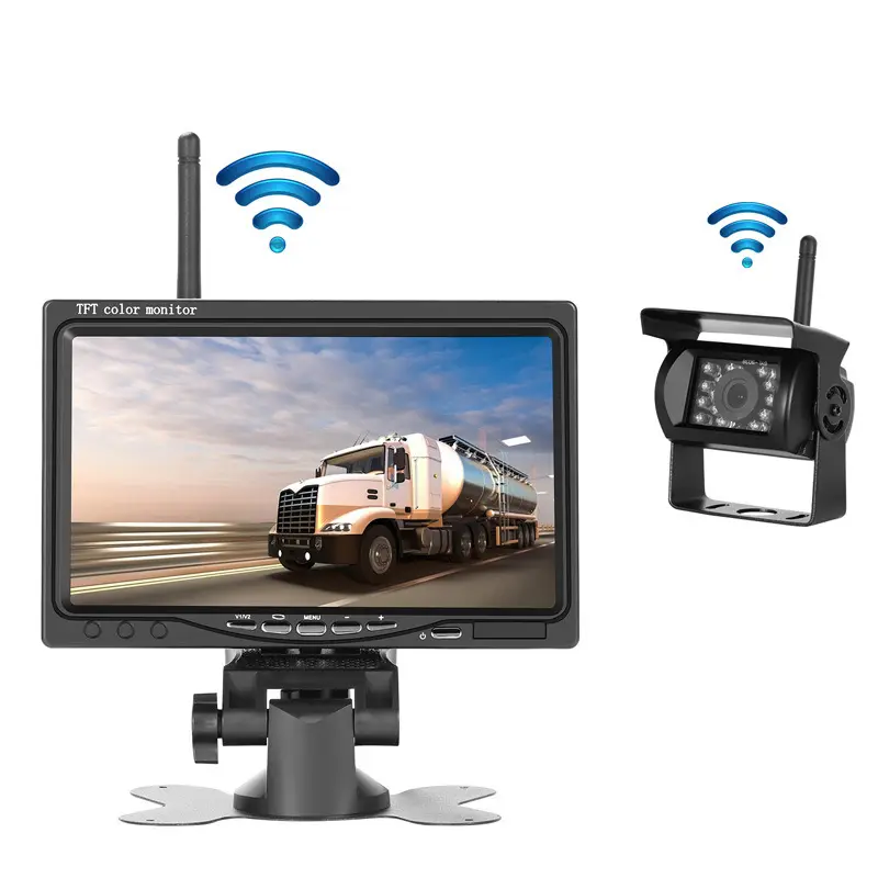 2.4G wireless reversing rear view system 7-inch display infrared night vision car rear view camera monitoring rear view