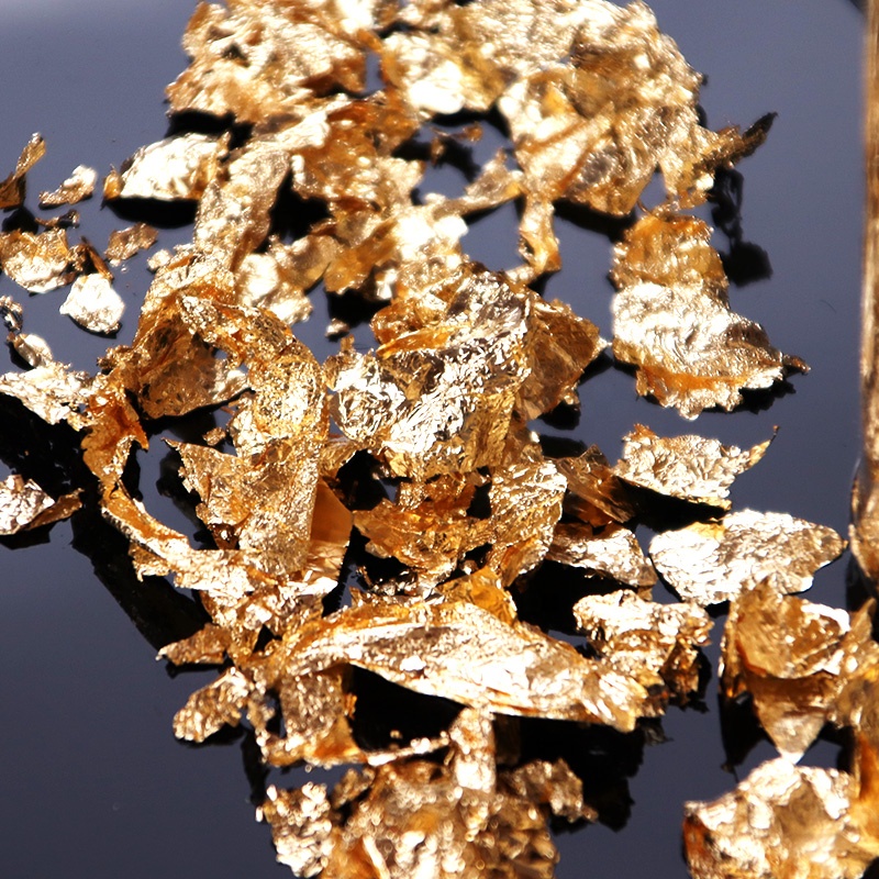 Съедобные хлопья с золотыми листьями 24K, Золотая фольга для украшения тортов, мороженого