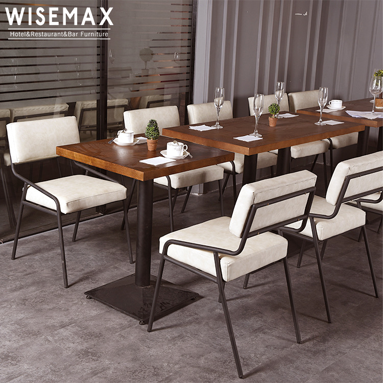 Мебель WISEMAX, оптовая продажа, Ресторанный стол и стул в американском стиле, деревянный стол и металлический стул