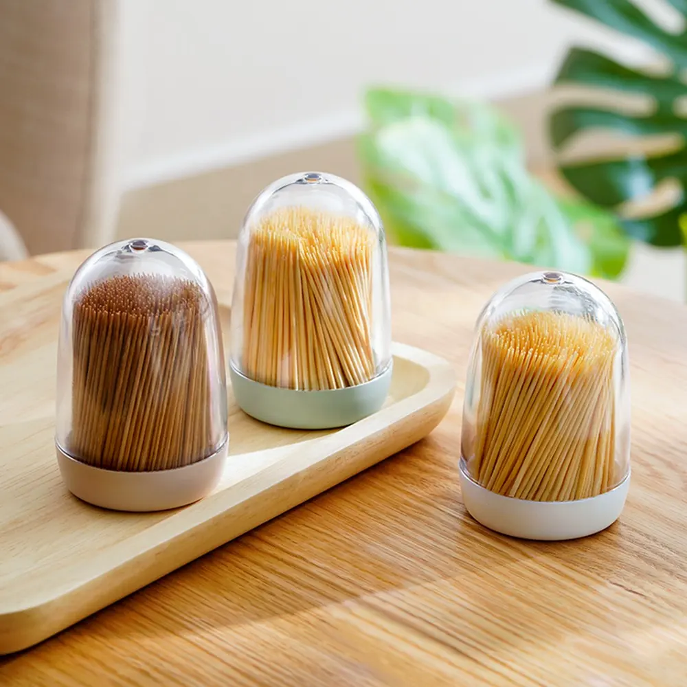 Elegant Home Design Decorative Round Desktop Plastic Toothpick Holders Dispenser Box Containers