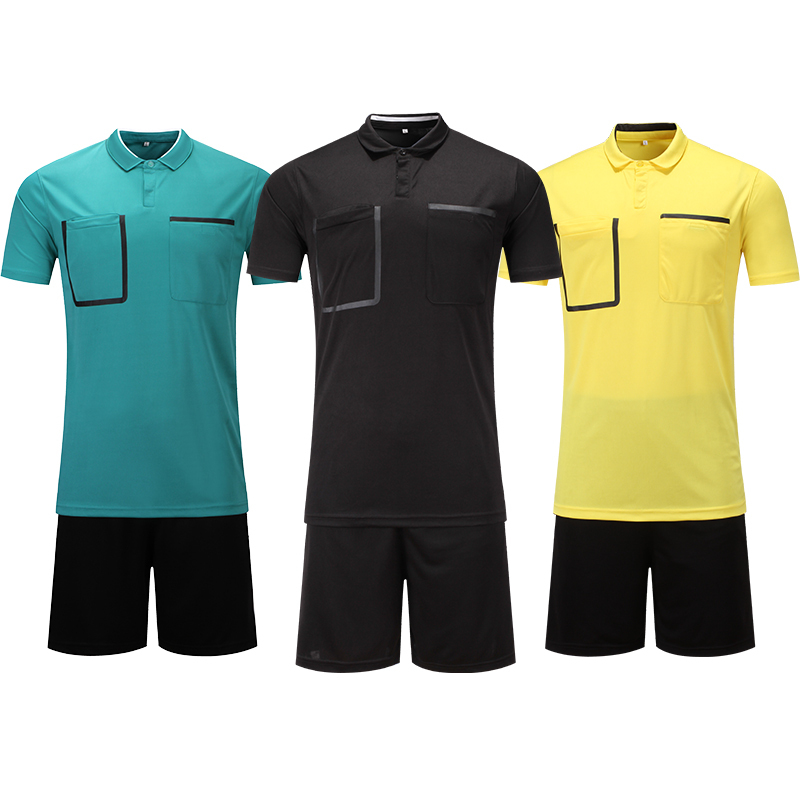 Men Soccer Uniform Professional Custom Referee Shirt Football Jersey Set 100% Polyester Referee Uniform Sports Jersey Suit