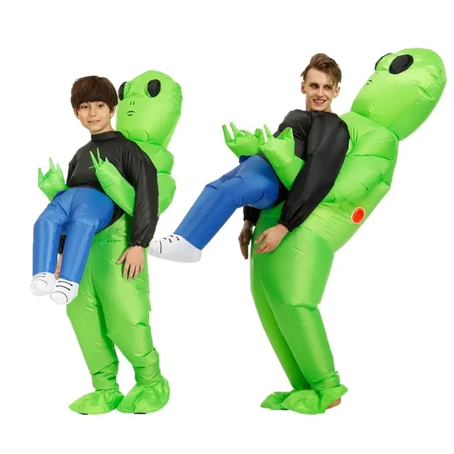 Зеленый надувной костюм Инопланетянина на Хэллоуин, костюм для косплея, Забавный костюм для взрослых и детей, реквизит для костюмированной вечеринки на Хэллоуин