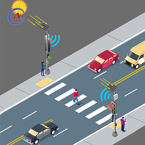 Pelican Zebra Crossing Solar Wireless Crosswalk Pedestrian Push Button LED Traffic Signal Light System