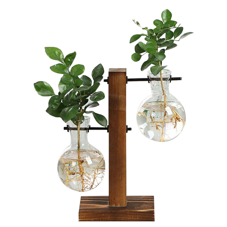 FiBiSonic Terrarium Гидропонные растения вазы винтажный цветочный горшок прозрачная ваза деревянная рамка стеклянные настольные растения домашний декор