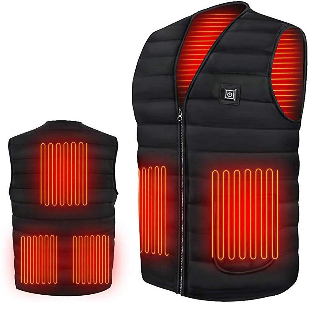 Sidiou Group Man Outdoor USB 5 Zones Infrared Heating Vest Jacket Winter Flexible Electric Heated Thermal Waistcoat for Hiking