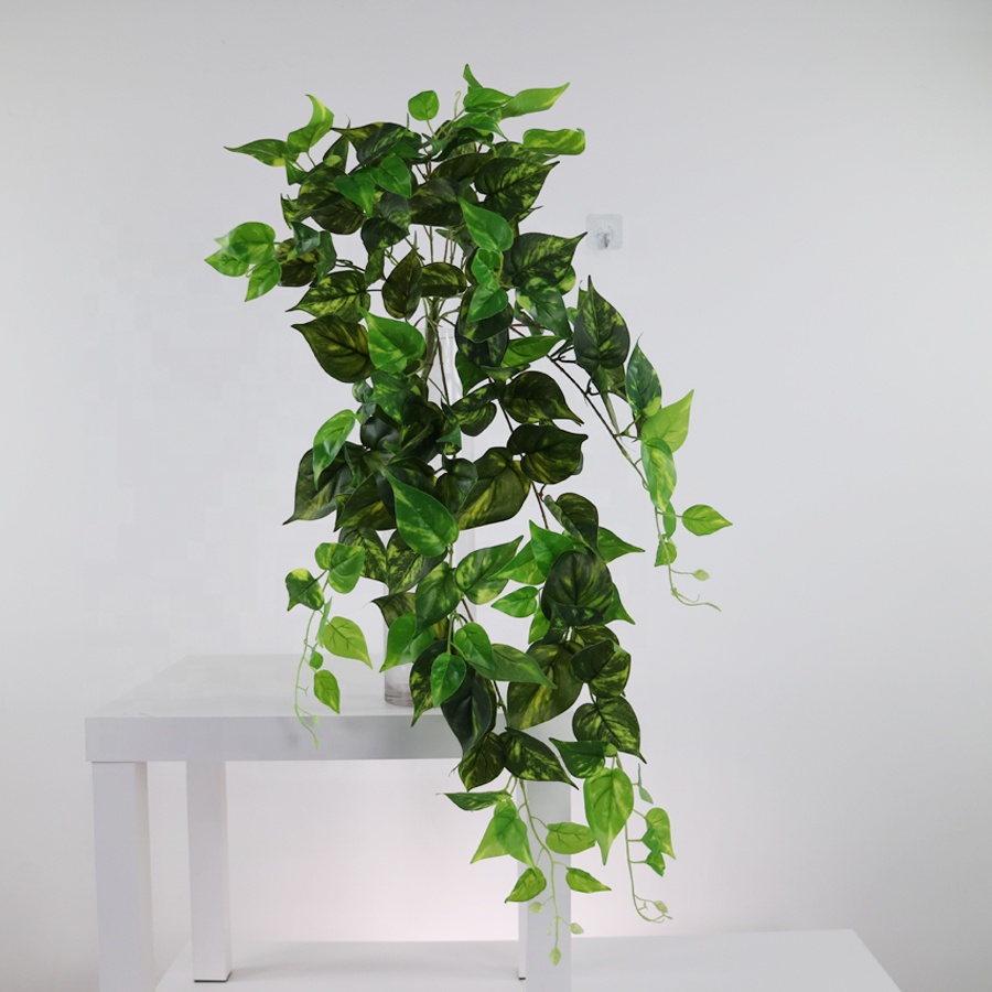Artificial variegated pothos plant bush hanging bush for garden wall decoration