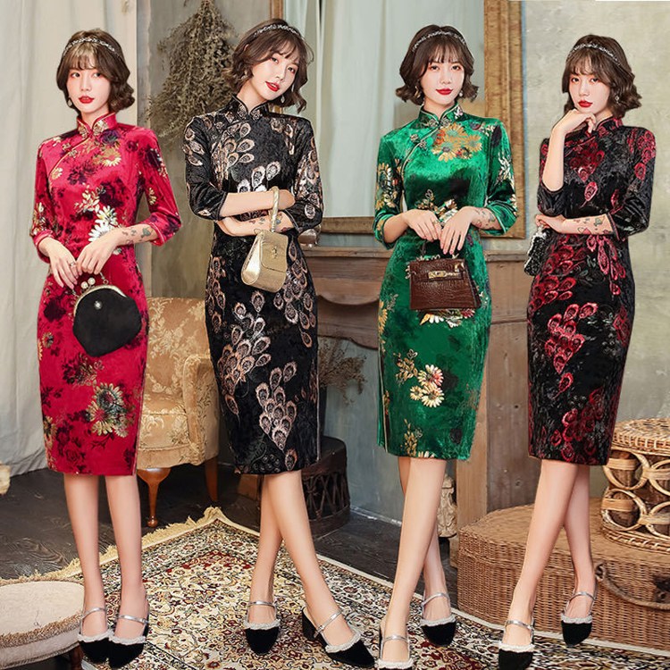Женская одежда qipao в ретро стиле, традиционный китайский костюм большого размера с высоким разрезом, Повседневное платье qipao для женщин