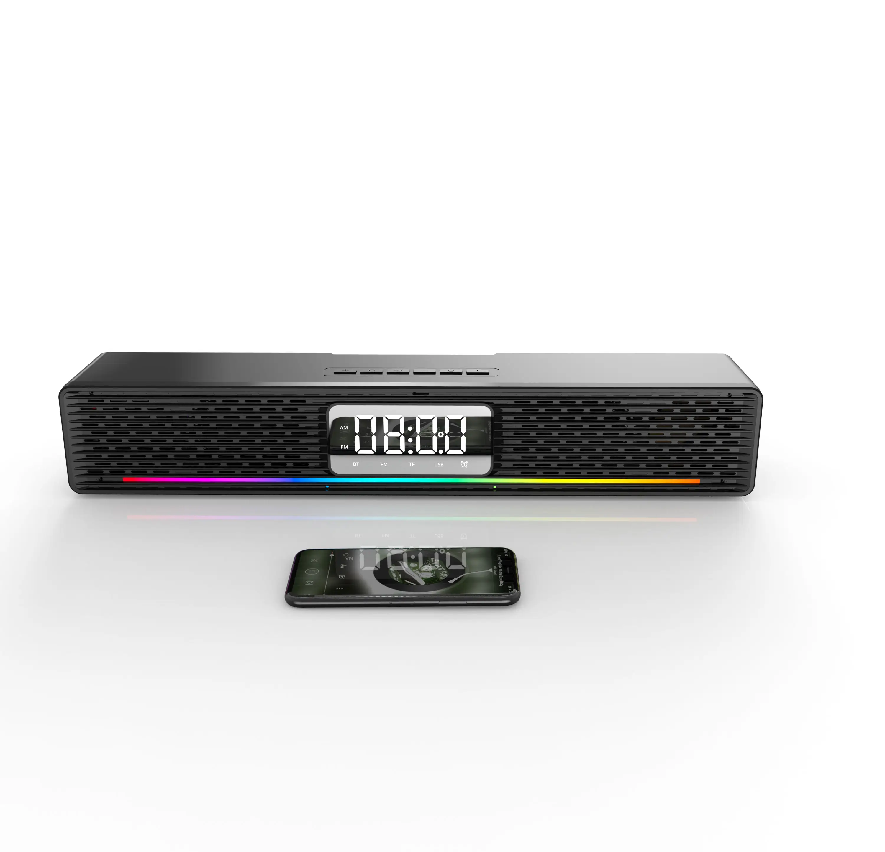 Sound Box 20W RGB LED Light Soundbar Wireless Speaker Mini Subwoofer Sound Bar with alarm clock