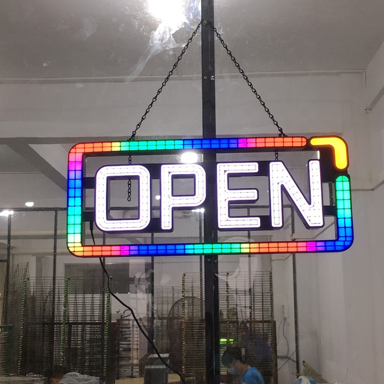 Новая Вращающаяся светодиодная RGB-подсветка Satom, открытая вывеска для салонов, ресторанов, магазинов одежды