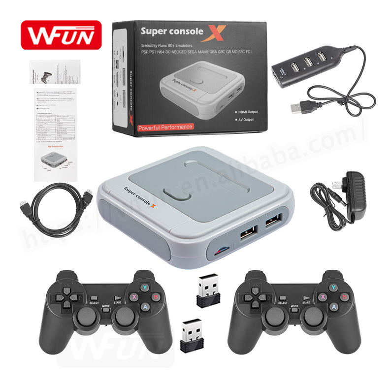 ТВ Видео игровая станция консоли 4K HD Wifi Супер консоль X встроенные 30000 игр с двумя 2,4G беспроводной геймпад