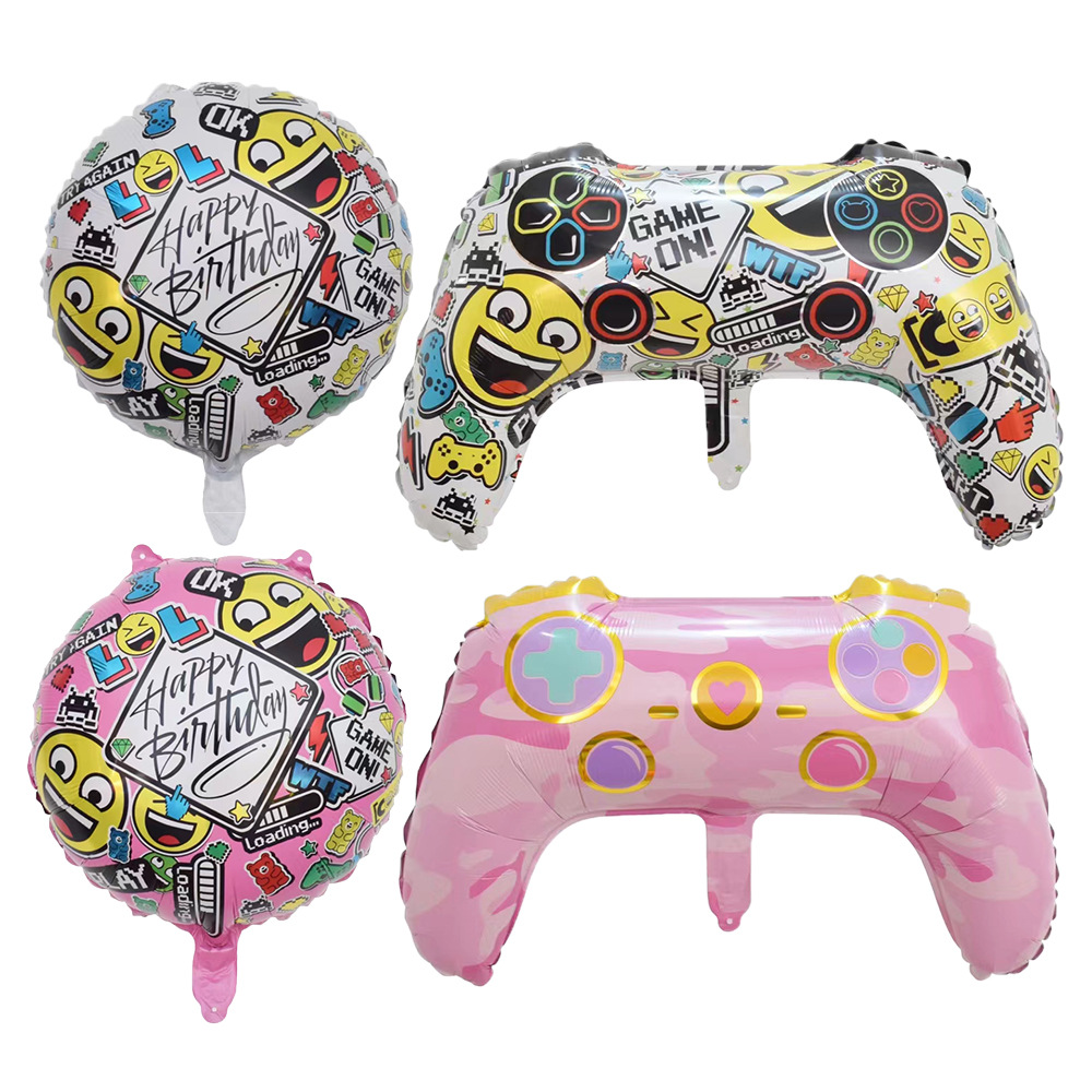 New pink camouflage white expression printing game console shape arcade game handles balloon