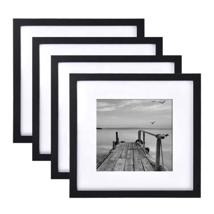 Set of 4 wall decorative art paintings family love black wood photo picture frame