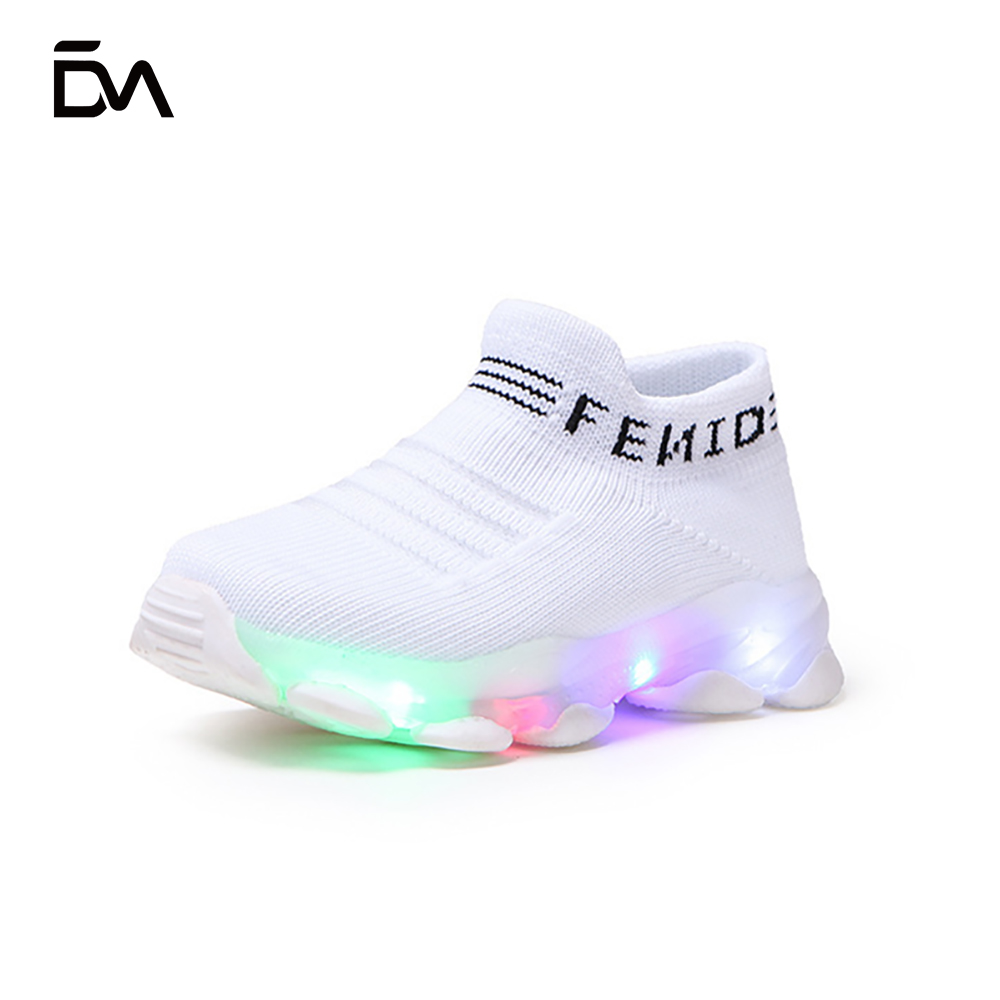 2021 New design kids led slip on sneakers star light up Children's sports shoes