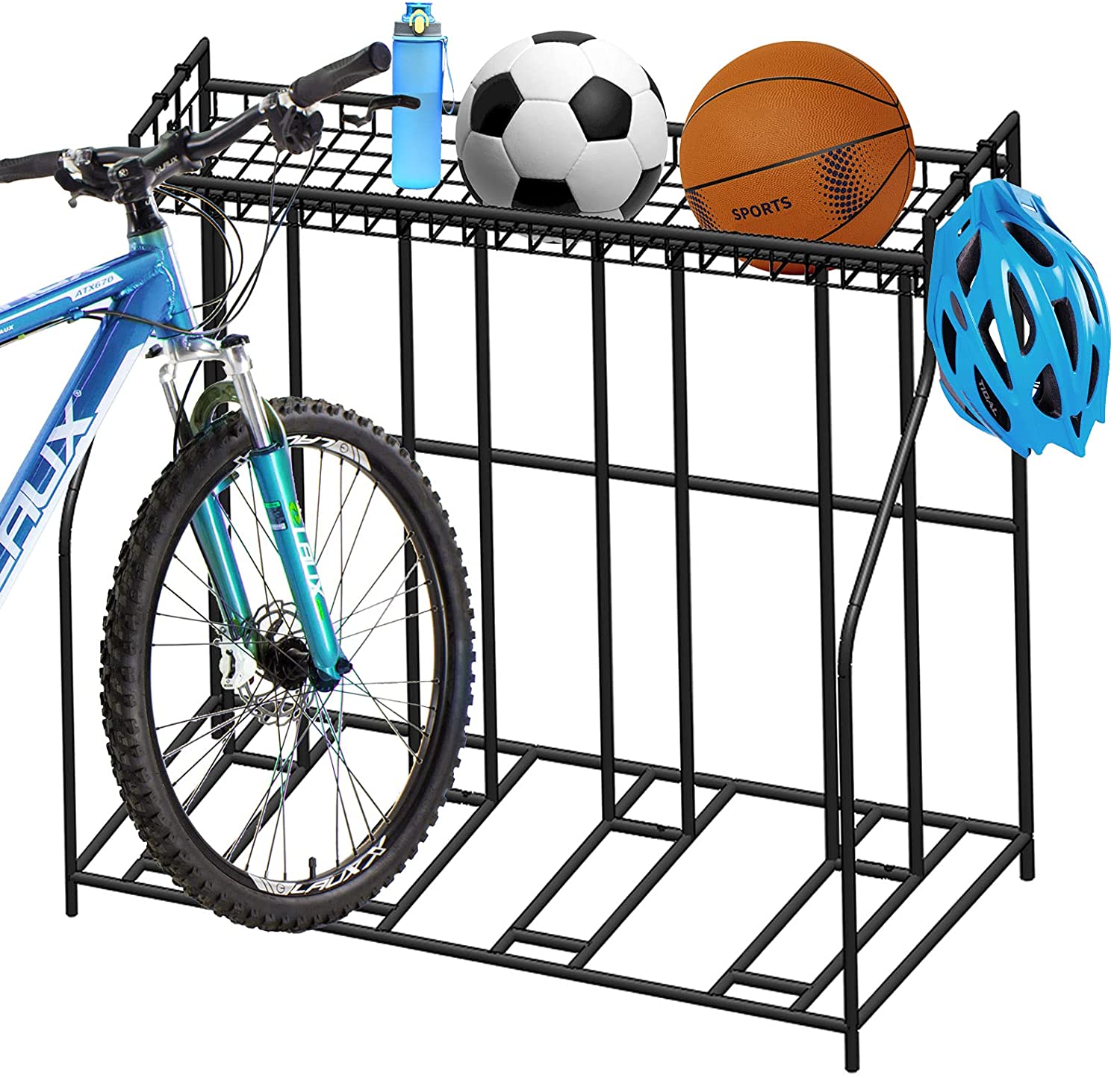 Garage 4 Bike Parking Stand Rack with Storage Stability Floor Bicycle Nook Station Storage Holder