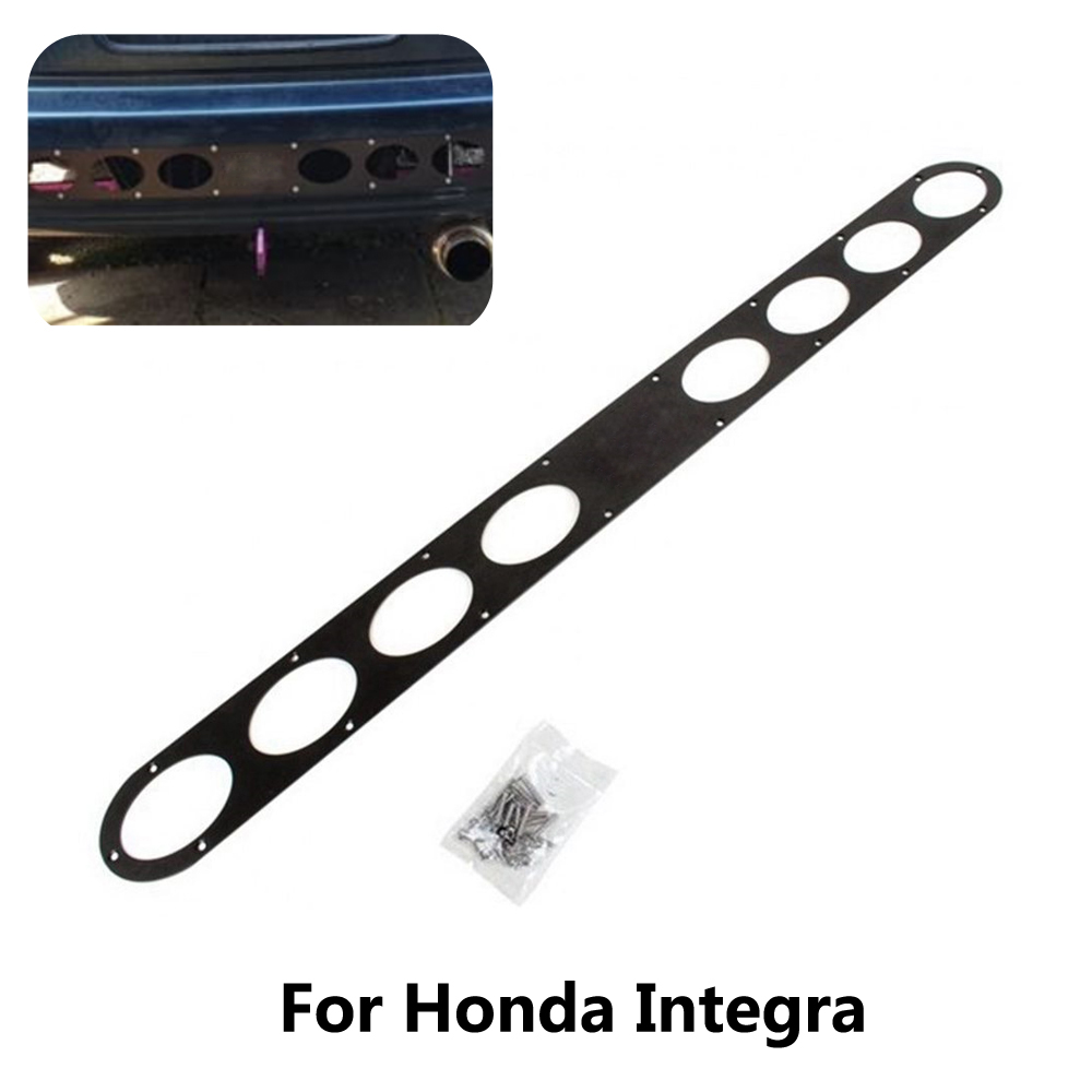 Long Aluminum 8 Holes 115 x 10 cm Rear Bumper Air Diversion Difuser Panel Black/Silver