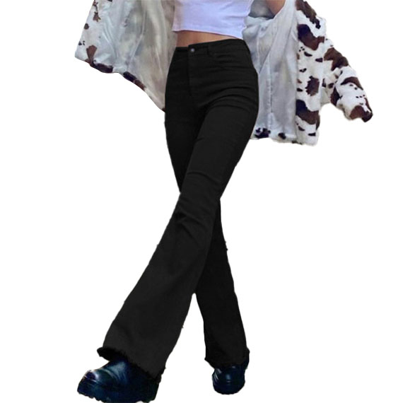 New Street Wear Vintage Casual Fashion High Waist Jeans Flare Girls' Pants For Women