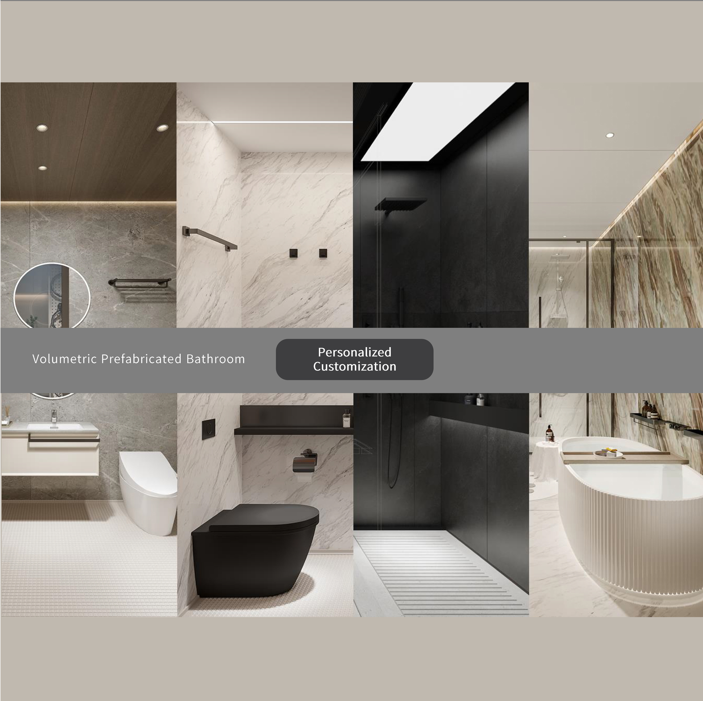 Prefabricated Bathroom Integrated Shower Room Complete Bathroom Portable Modular Bathroom For Hotel villa apartment