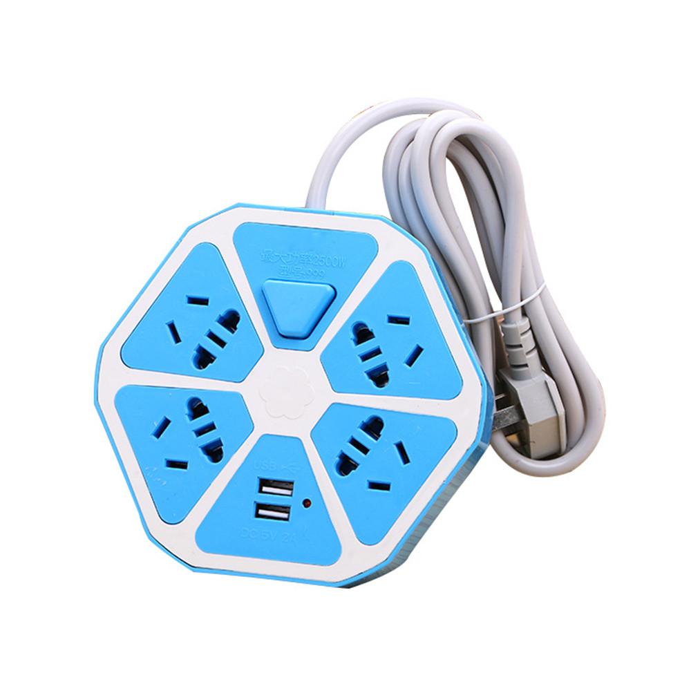 USB socket with switch creative multi-function multi-hole socket smart hexagonal round home office socket