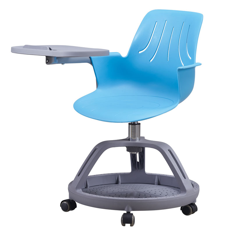 Plastic modern flexible conference office swivel training chair with writing pad