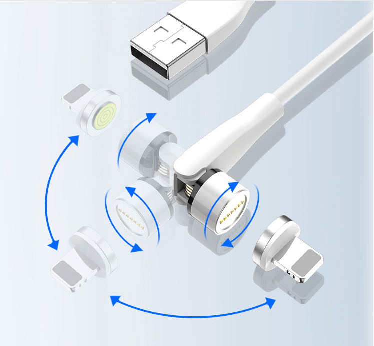 Магнитный зарядный кабель Usb type-c micro 3 в 1, вращающийся на 540 градусов