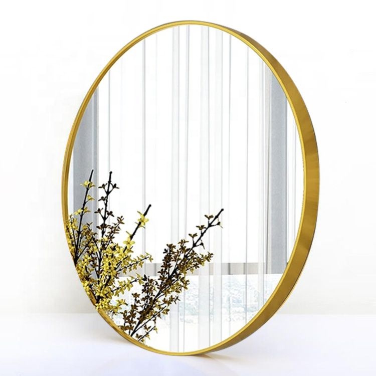 Custom Gold Metal frame Circle Round Makeup Herschel dresssing bathroom room Wall Decorative Mirror