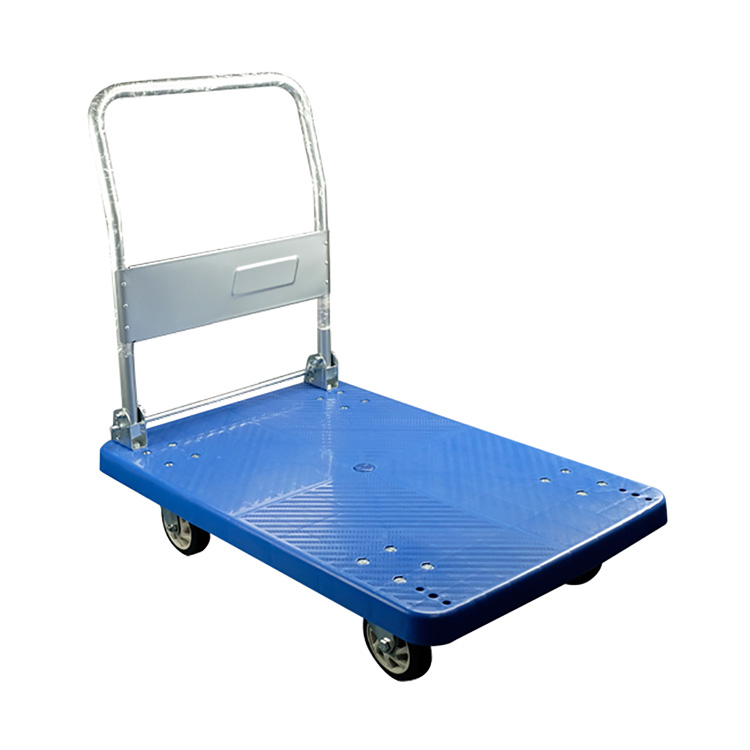 300kg Four Wheels Plastic Hand Truck Cart Foldable Platform Trolley for Warehouse Green Color