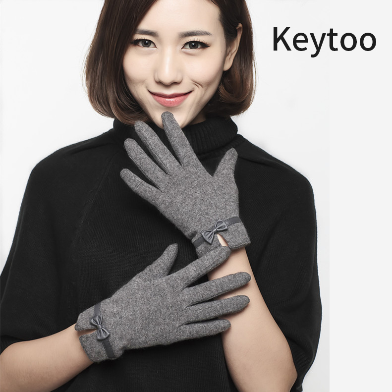 Вязаные шерстяные перчатки Keytoo