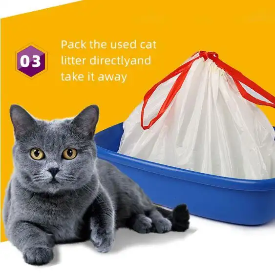 Meowking Heavy Duty Cat Waste Bag Drawstring perforated Cat Litter Pan liner Bags
