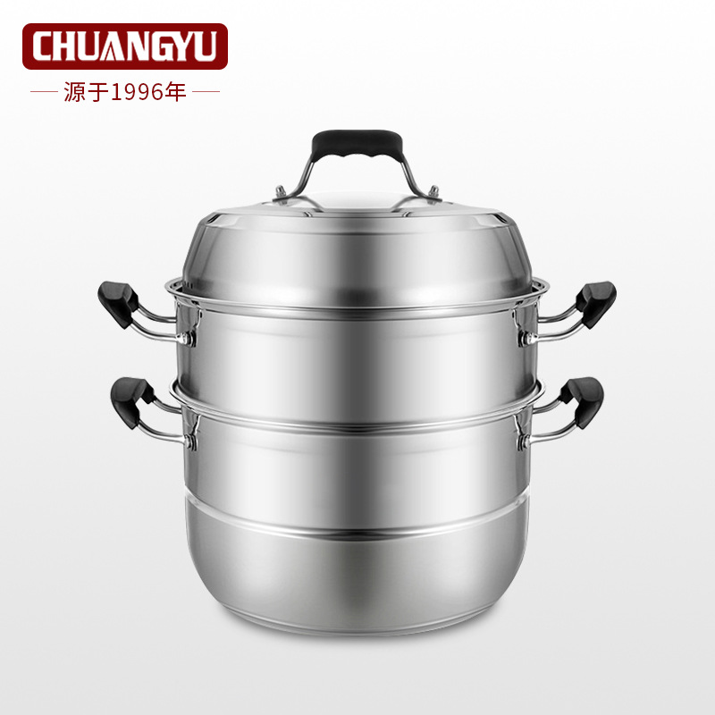 Cheap price wholesale stainless steel cookware 2 layer steamer cooking soup pot set