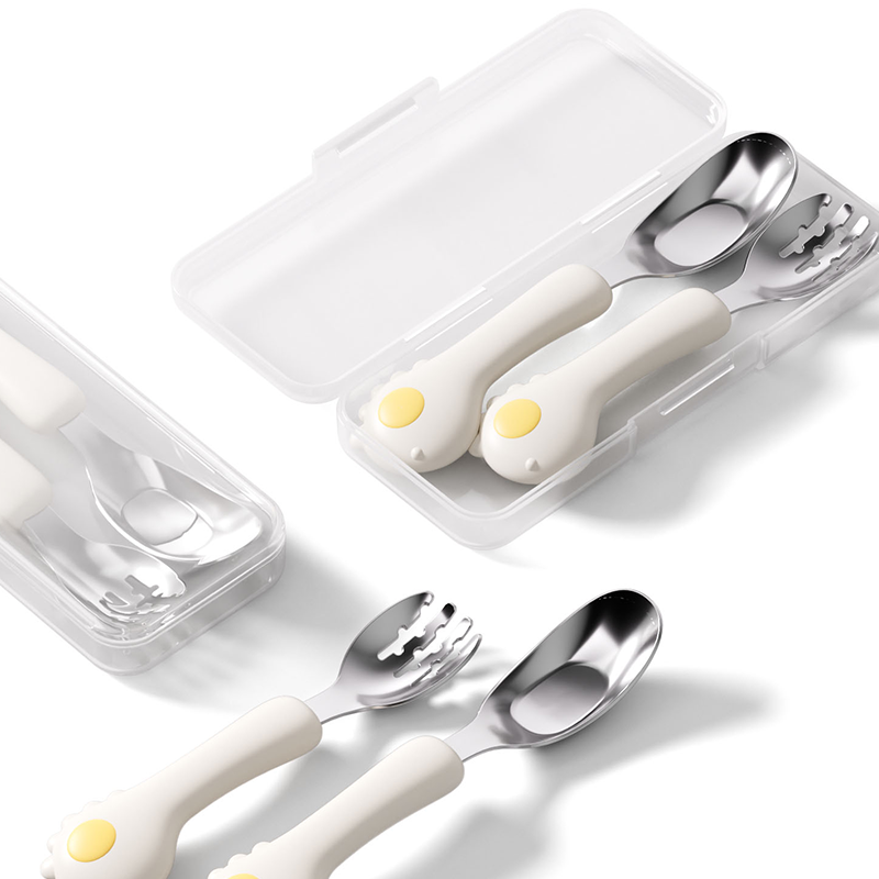 Baby Bendable Spoons and Forks set silicone Baby Feeding Bowl And Spoon Heat Insulation Resistant To High And Low Temperatures