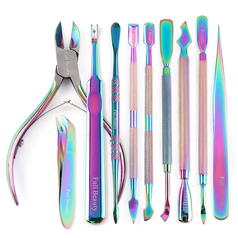 1pcs Straight Elbow Remove Dead Skin Gem Decor Chameleon Eyelash Nail tweezer Nail Art Acrylic Gel Picking Tool Rhinestones