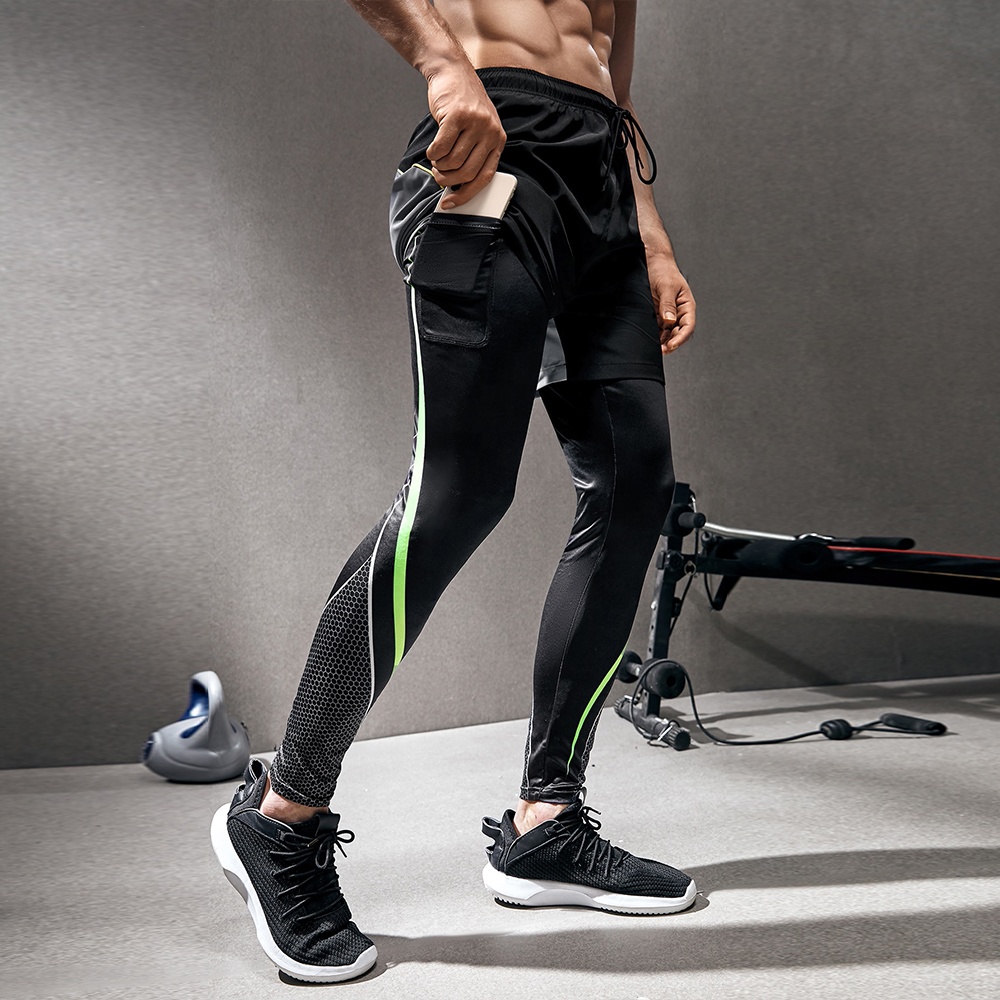 OEM Men Running Joggers Mesh Fabric Track Pants High Rise Soccer Gym Workout Fitness Fast Dry Compression Leggings Sport Jogger