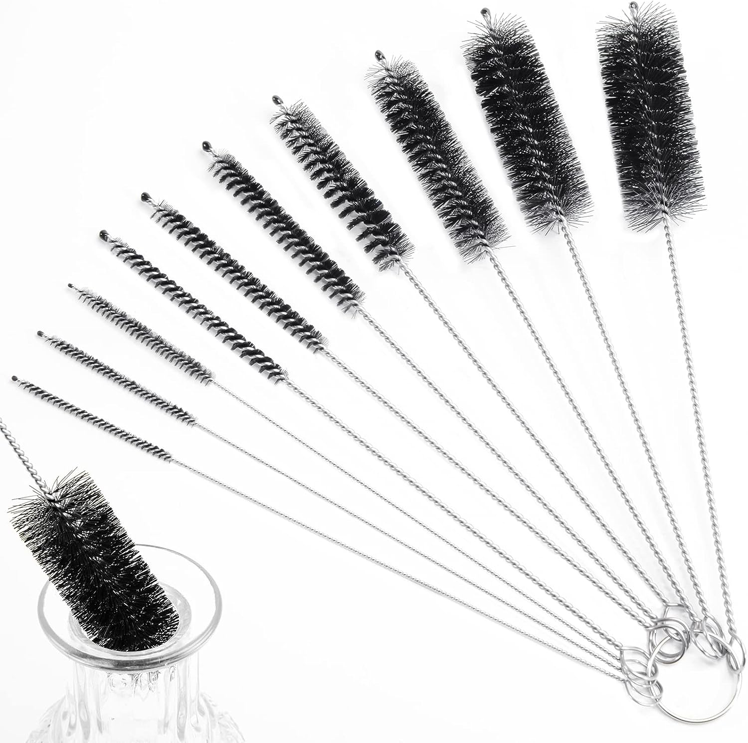 Set of 10pcs 8 inch Tube cleaning Brushes with Varying Diameters clean brush set for straw/bottle/Keyboards/Jewelry Cleaning