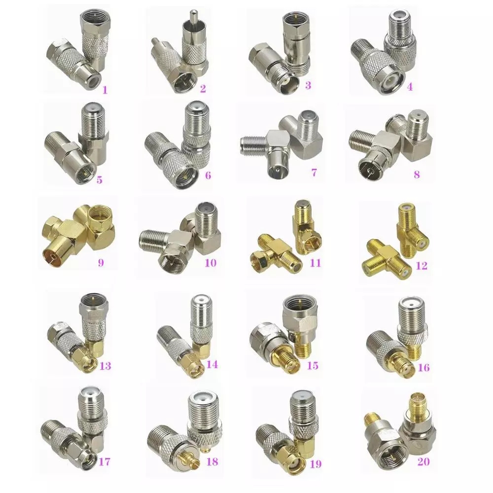F TV to RCA TV / TNC / FME / MiniUHF / IEC PAL DVB-T / F / MCX / Male plug & Female jack RF Adapter connector