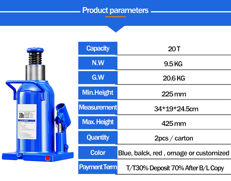 China Hot Sell New Product Heavy Duty Hydraulic Bottle Jack