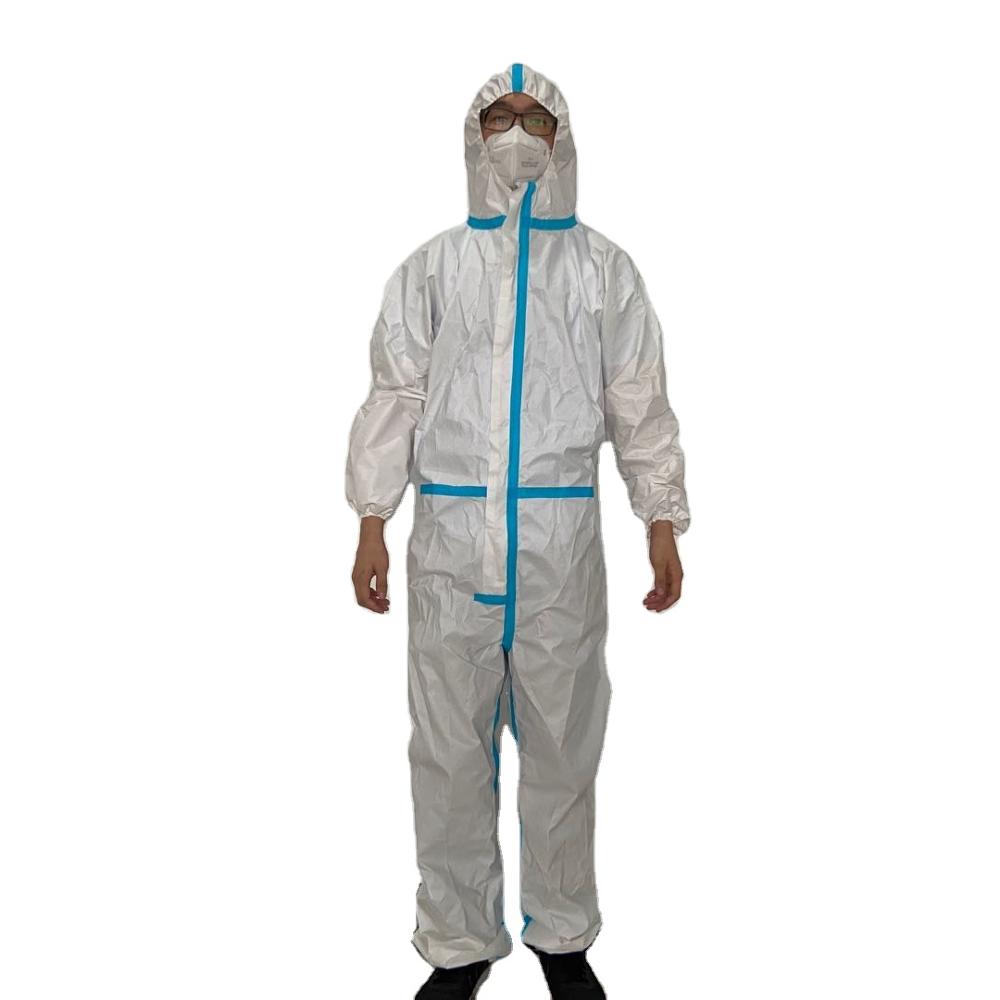 EN14126 Isolation Medical Protective Disposable Protection CAT III PPE Type 3b 4b 5b 6b Microporous White Work Suit Coveralls