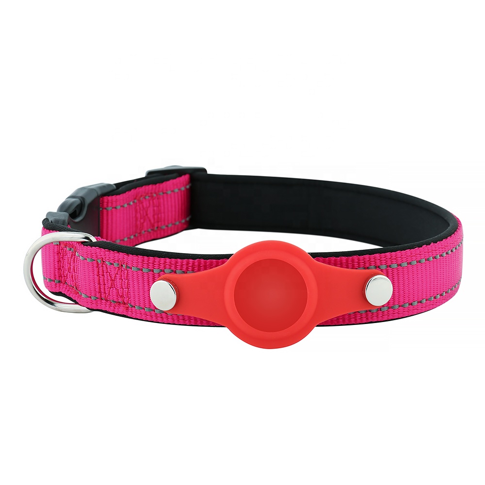 Pet Products Apple Air Tag Covers Reflective Nylon Dog Collar Neoprene Padded Waterproof Soft Silicone Holder Air tag Collar