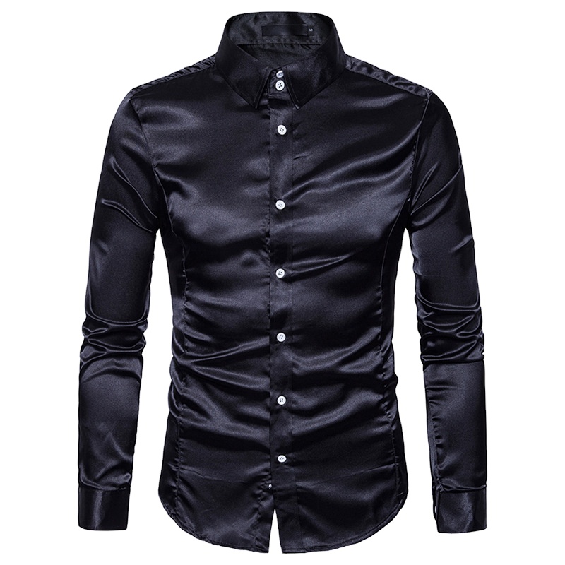 British Style Solid Shirt Men PU Long Sleeve Fashion 2021 Autumn Business Formal Wear Men Shirts Slim Fit Blouse 2021