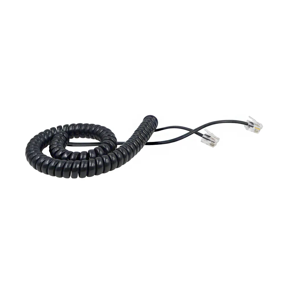 28/30AWG 2merer rj9 4P4C Spiral Coiled Telephone Cable Cords