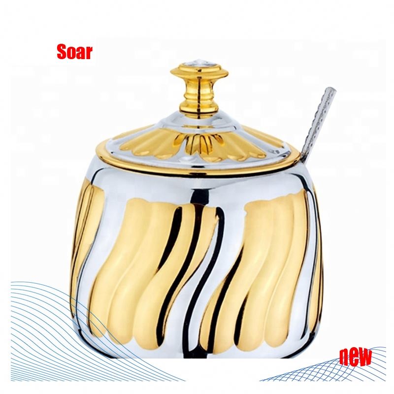 Kitchenware seasoning pot coffee Canister stainless steel sugar bowl sugar pot with spoon