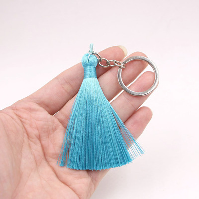 Bohemian Tassel hand-woven Bag Cotton Thread Bag Pendant Key Ring for Women Tassel Keychain with Ring Chain Wholesale