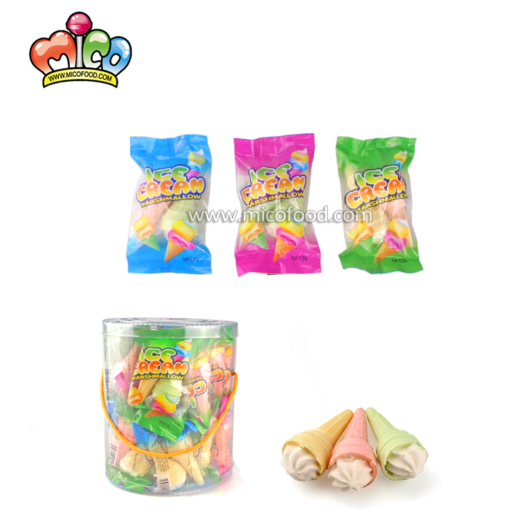 Pattern 2pcs Ice Cream Cone Marshmallow With Jam Filling In Jpvc Jar