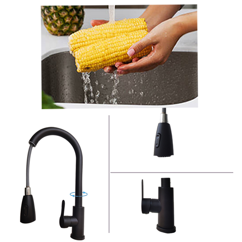 Pull kitchen faucet sus304 stainless brushed commercial modern kitchen faucet pull out