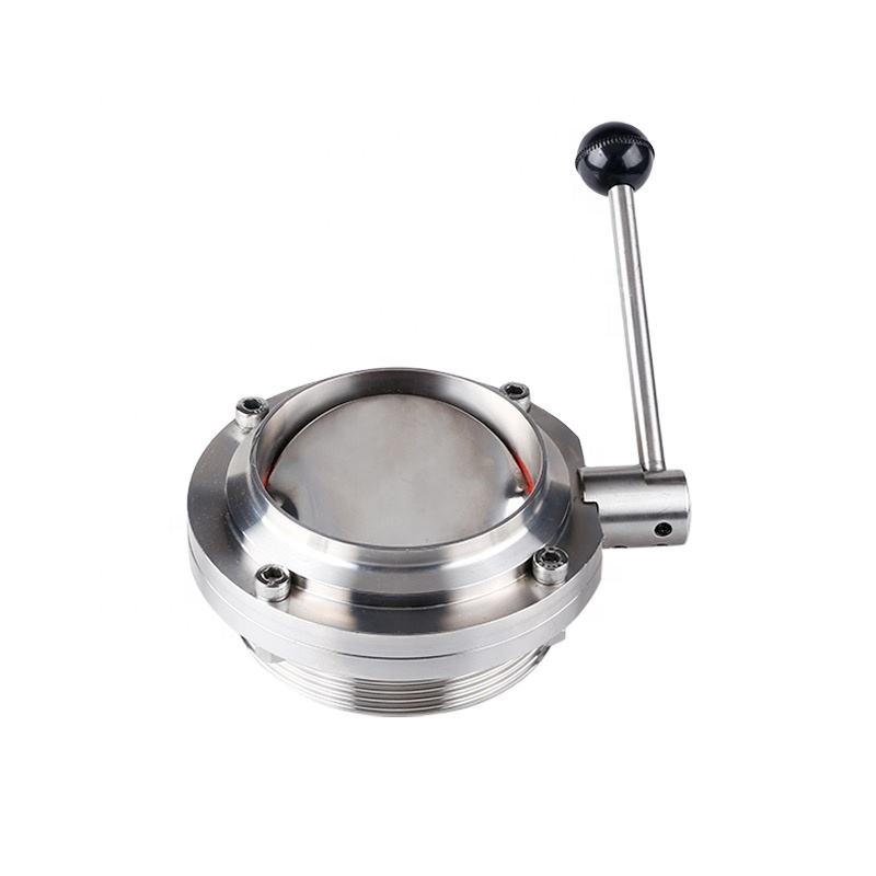 Sanitary Stainless Steel Butterfly Valve Welded for Food and Beverage SS304 316l with hand level
